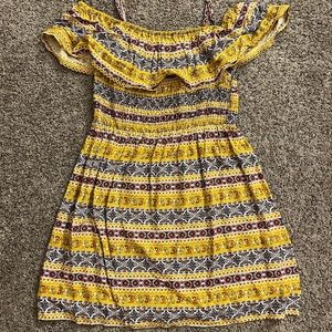 Yellow off the shoulder boho dress